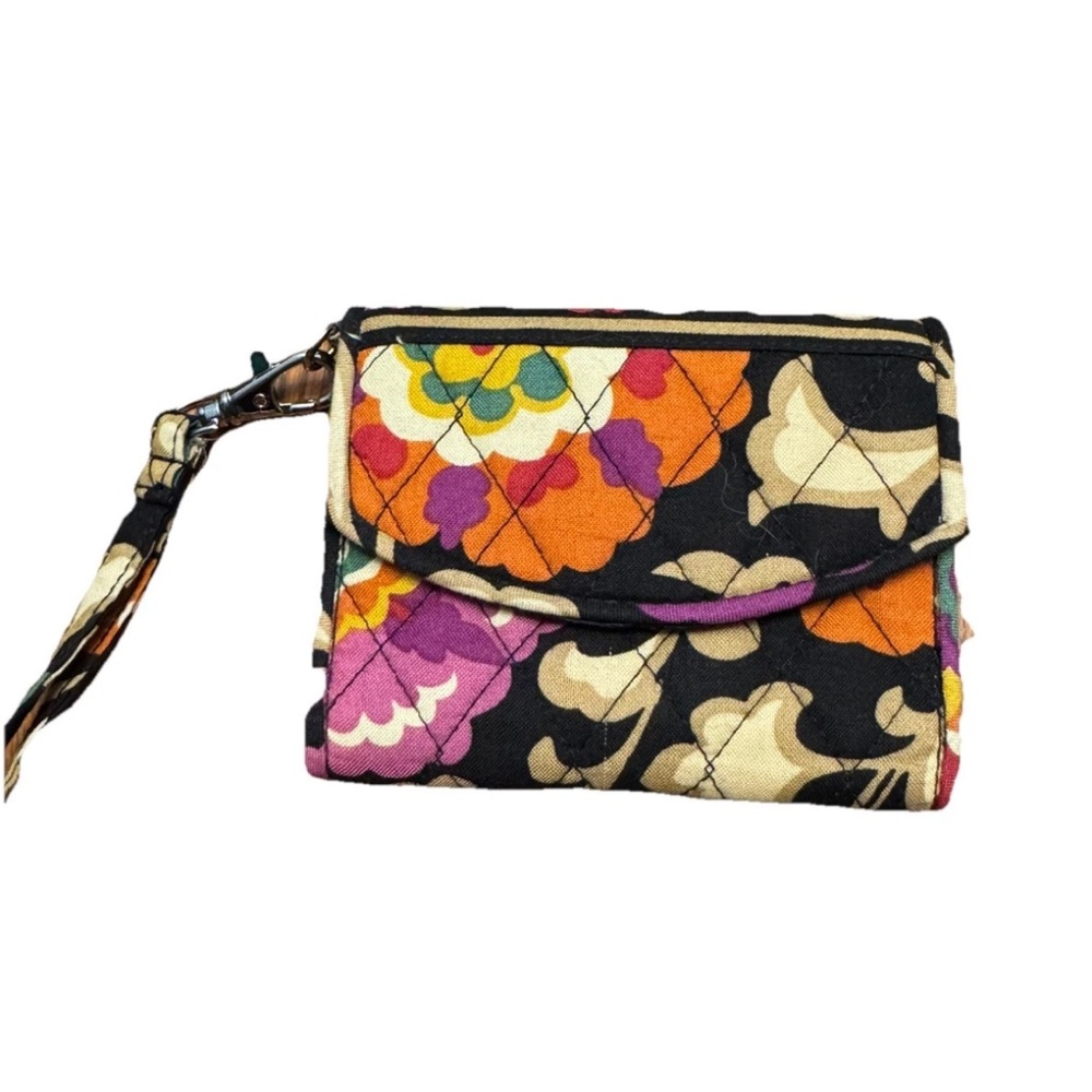 Vera Bradley Suzani Black Wristlet Wallet credit Card ID License Holder